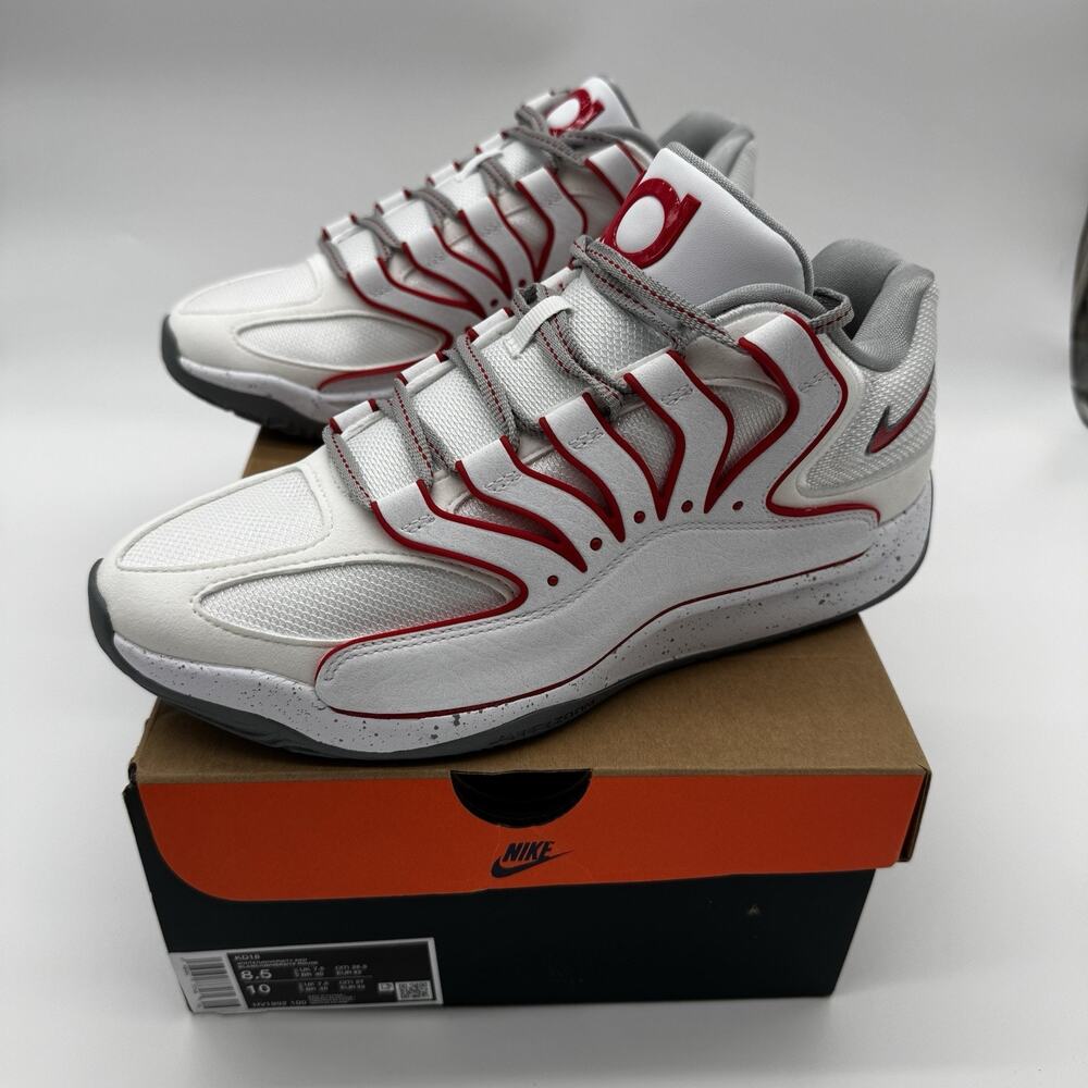 Nike KD 18 Wayne HV1992-100 Men’s 8.5 White University Red Basketball Shoes NIB
